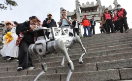 Robot leo bậc thang để dọn r&aacute;c tr&ecirc;n n&uacute;i