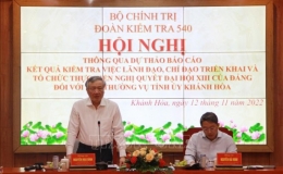 Đo&agrave;n kiểm tra của Bộ Ch&iacute;nh trị l&agrave;m việc tại Kh&aacute;nh H&ograve;a