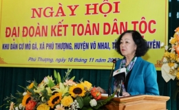 Đồng ch&iacute; Trương Thị Mai dự Ng&agrave;y hội đại đo&agrave;n kết to&agrave;n d&acirc;n tộc tại Th&aacute;i Nguy&ecirc;n