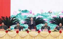Chủ tịch nước V&otilde; Văn Thưởng dự, chỉ đạo Hội nghị Qu&acirc;n ch&iacute;nh to&agrave;n qu&acirc;n năm 2023