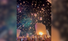 H&agrave;ng ng&agrave;n chiếc đ&egrave;n trời thắp s&aacute;ng bầu trời Th&aacute;i Lan