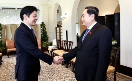 Chủ tịch Quốc hội Trần Thanh Mẫn hội kiến Thủ tướng Singapore Lawrence Wong