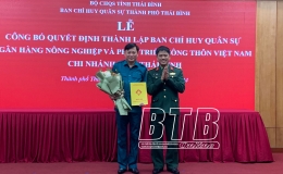 Th&agrave;nh lập Ban CHQS Ng&acirc;n h&agrave;ng N&ocirc;ng nghiệp v&agrave; Ph&aacute;t triển n&ocirc;ng th&ocirc;n Việt Nam chi nh&aacute;nh tỉnh Th&aacute;i B&igrave;nh