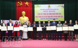 Li&ecirc;n đo&agrave;n Lao động huyện Quỳnh Phụ ph&aacute;t động v&agrave; k&yacute; giao ước thi đua năm 2021