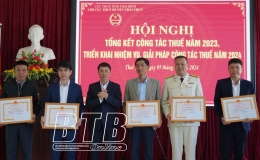 Chi cục Thuế huyện Th&aacute;i Thụy: Năm 2023, tổng thu ng&acirc;n s&aacute;ch đạt 912 tỷ đồng