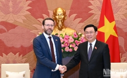 Chủ tịch Quốc hội Vương Đ&igrave;nh Huệ tiếp Đại sứ Anh Ian Frew