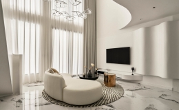 Căn hộ th&ocirc;ng tầng 139m2 m&agrave;u trắng tối giản