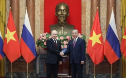 Trao đổi Thư mừng nh&acirc;n dịp kỷ niệm 75 năm thiết lập quan hệ ngoại giao Việt-Nga