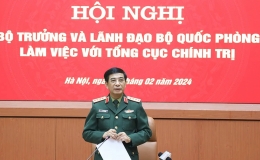 Bộ trưởng Phan Văn Giang v&agrave; l&atilde;nh đạo Bộ Quốc ph&ograve;ng l&agrave;m việc với Tổng cục Ch&iacute;nh trị