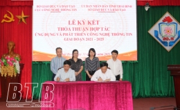 Lễ k&yacute; kết thỏa thuận hợp t&aacute;c ứng dụng v&agrave; ph&aacute;t triển c&ocirc;ng nghệ th&ocirc;ng tin giai đoạn 2021-2025