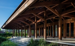 Nh&agrave; gỗ giữa rừng dừa