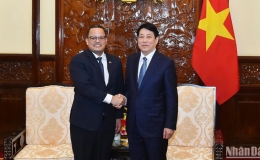 Chủ tịch nước Lương Cường tiếp Đại sứ Cộng h&ograve;a Dominicana đến ch&agrave;o từ biệt