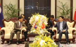 Chủ tịch nước Lương Cường tiếp Tổng B&iacute; thư, Chủ tịch nước L&agrave;o Thongloun Sisoulith