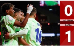 Kết quả b&agrave;n thắng Atletico vs Barca: 0-1, chung cuộc: 4-5 (B&aacute;n kết lượt về c&uacute;p Nh&agrave; vua TBN 2024/25)