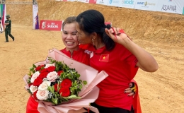 Đinh Thị Như Quỳnh gi&agrave;nh Huy chương V&agrave;ng nội dung đua xe đạp băng đồng