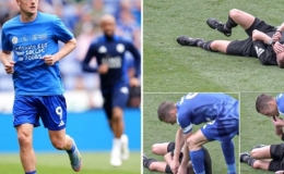 Jamie Vardy vừa đ&aacute; b&oacute;ng, vừa l&agrave;m trọng t&agrave;i