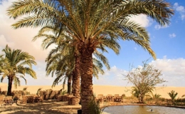 Ao muối ở ốc đảo trong vắt đến mức mọi người đều c&oacute; thể nổi tr&ecirc;n mặt nước