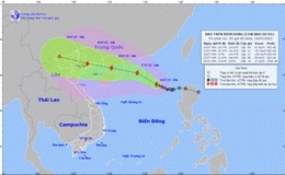 Sức gi&oacute; v&ugrave;ng gần t&acirc;m b&atilde;o số 1 mạnh cấp 9, giật cấp 11