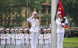 Lễ thượng cờ theo nghi thức Quốc tang ở Quảng trường Ba Đ&igrave;nh