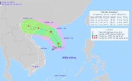 B&atilde;o số 2 đang tiến v&agrave;o đất liền, s&oacute;ng biển cao, gi&oacute; giật cấp 11