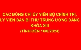 C&aacute;c đồng ch&iacute; Ủy vi&ecirc;n Bộ Ch&iacute;nh trị kh&oacute;a XIII (t&iacute;nh đến 16/8/2024)