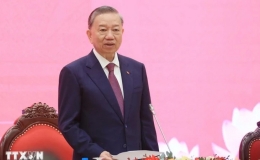 Chủ tịch Đảng Nh&acirc;n d&acirc;n Campuchia Samdech Hun Sen ch&uacute;c mừng Tổng B&iacute; thư T&ocirc; L&acirc;m