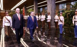 Lễ đ&oacute;n ch&iacute;nh thức Tổng B&iacute; thư, Chủ tịch nước T&ocirc; L&acirc;m tại Cuba diễn ra trọng thể