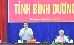 Thủ tướng Phạm Minh Ch&iacute;nh l&agrave;m việc với Ban Thường vụ Tỉnh ủy B&igrave;nh Dương