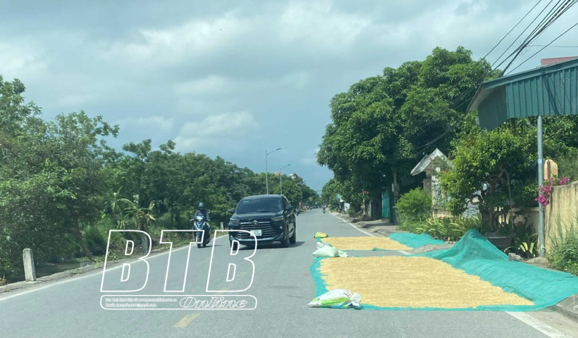 Nguy cơ mất an to&agrave;n giao th&ocirc;ng từ phơi n&ocirc;ng sản tr&ecirc;n đường giao th&ocirc;ng