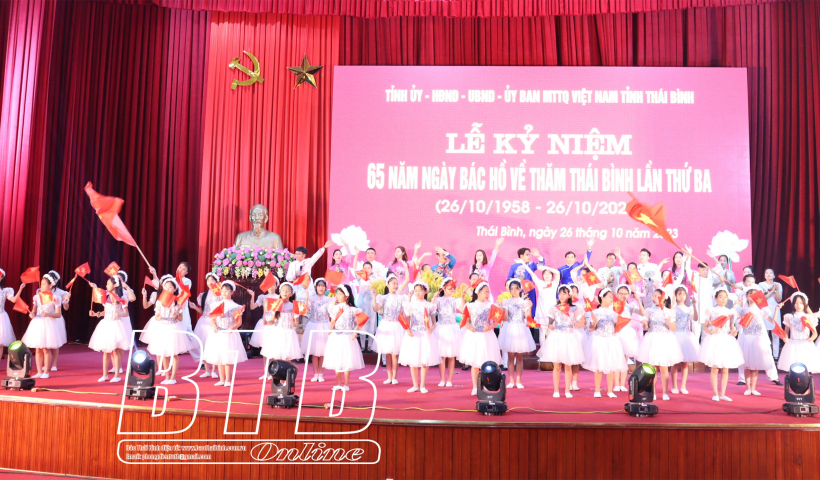 Tối nay (26/10), diễn ra lễ kỷ niệm 65 năm ng&agrave;y B&aacute;c Hồ về thăm Th&aacute;i B&igrave;nh lần thứ ba (26/10/1958 - 26/10/2023)