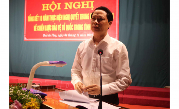 Quỳnh Phụ: Tổng kết 10 năm thực hiện Nghị quyết Trung ương 8 (kh&oacute;a XI) về chiến lược bảo vệ Tổ quốc trong t&igrave;nh h&igrave;nh mới