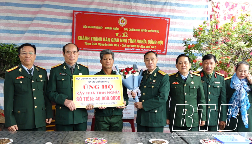 Hội Doanh nghiệp &ndash; Doanh nh&acirc;n cựu chiến binh huyện Quỳnh Phụ: Kh&aacute;nh th&agrave;nh, b&agrave;n giao nh&agrave; nghĩa t&igrave;nh đồng đội