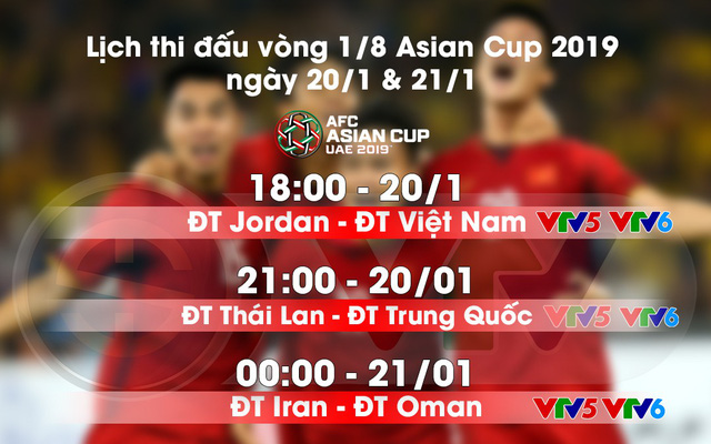 Lịch thi đấu và trực tiếp vòng 1/8 Asian Cup 2019 ngày 20 và 21/1: ĐT Jordan – ĐT Việt Nam, Thái Lan – Trung Quốc, ĐT Iran – ĐT Oman - Ảnh 1.