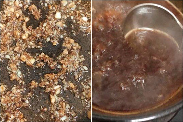 Khi nước lèo sôi lên bạn cho cà tím, mực, tôm, ớt nhồi cá thác lác, bông súng, kèo nèo, bông bí vào nấu vừa chín tới.