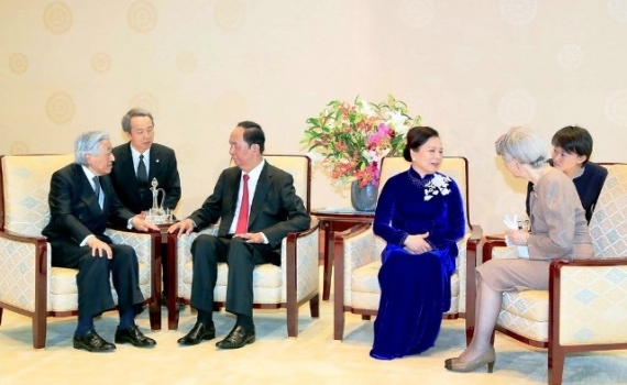 Chủ tịch nước Trần Đại Quang hội kiến Nh&agrave; vua, Ho&agrave;ng hậu Nhật Bản v&agrave; Chủ tịch Thượng viện Nhật Bản