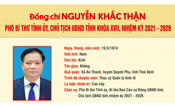 Qu&aacute; tr&igrave;nh c&ocirc;ng t&aacute;c của đồng ch&iacute; Nguyễn  Khắc Thận, Ph&oacute; B&iacute; thư Tỉnh ủy, Chủ tịch UBND tỉnh kh&oacute;a XVII