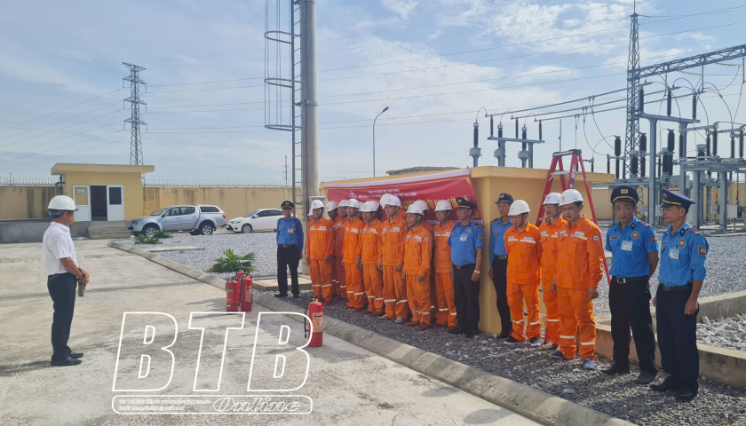 Thực tập về c&ocirc;ng t&aacute;c PCCC v&agrave; CNCH tại trạm biến &aacute;p 110kV