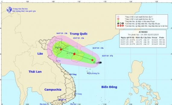 C&ocirc;ng điện khẩn số 02/CĐ-PCTT, hồi 13h00' ng&agrave;y 02/7/2019 của Ban Chỉ huy Ph&ograve;ng, chống thi&ecirc;n tai v&agrave; TKCN tỉnh Th&aacute;i B&igrave;nh